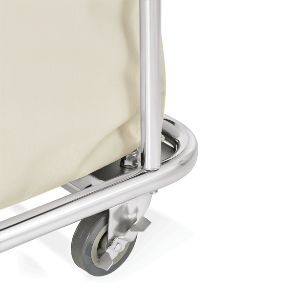 Wäschewagen, Stahl verchromt, Nylon, creme weiß, 4 Rollen, 2 mit Bremse, 150 Liter