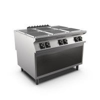 STOCK 6-Platten-Elektroherd, quadratische Gusseisen-Platten 300 x 300 mm mit je 4 kW, Standgerät mit STOCK 6-Platten-Elektroherd, quadratische Gusseisen-Platten 300 x 300 mm mit je 4 kW, Standgerät mit