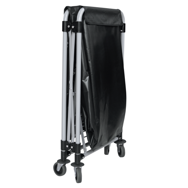 Wäschewagen, Eisen, pulverbeschichtet, PVC, schwarz, einklappbar, 4 Rollen, 150 Liter