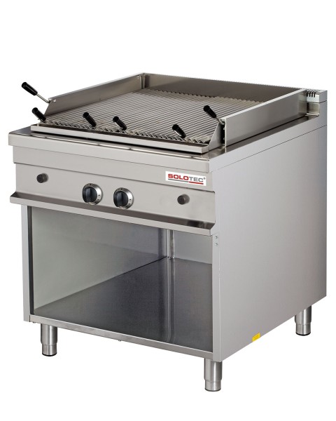 Gas-Lavasteingrill, 2 Heizzonen, mit offenem Unterbau - SOLOTEC 900