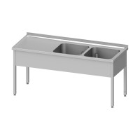 Spültisch, mit Aufkantung, mit zwei Becken, ohne Grundboden, inkl. Überlaufrohr Spültisch, mit Aufkantung, mit zwei Becken, ohne Grundboden, inkl. Überlaufrohr