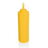 Quetschflasche, Polyethylen, gelb, 700 ml, Ø 70 mm, mit Schraubdeckel & Verschlusskappe Quetschflasche, Polyethylen, gelb, 700 ml, Ø 70 mm, mit Schraubdeckel & Verschlusskappe