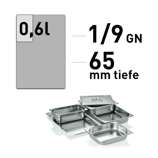 GN Behälter - Edelstahl - GN 1/9 - 65 mm - ECO line