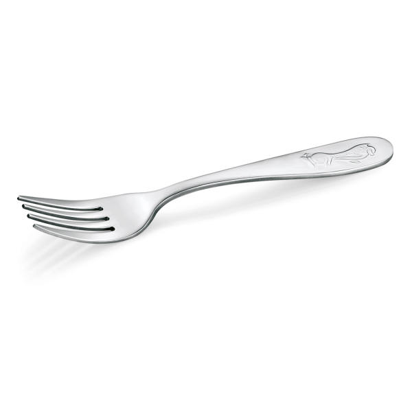 Kinder-Gabel, Besteckserie Marie, Edelstahl, L 145 mm, Pinguin-Motiv am Griff