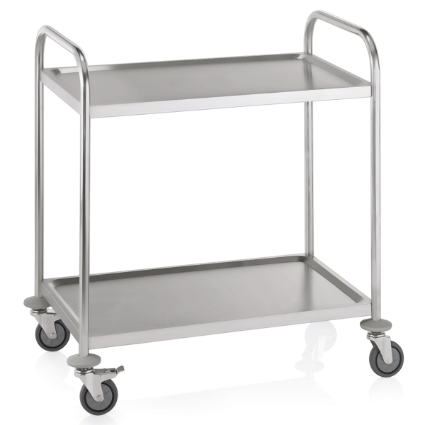 Servier-/Abräumwagen, Edelstahl, 2 Borde, 850x535x940mm
