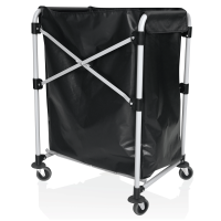 Wäschewagen, Eisen, pulverbeschichtet, PVC, schwarz, einklappbar, 4 Rollen, 150 Liter Wäschewagen, Eisen, pulverbeschichtet, PVC, schwarz, einklappbar, 4 Rollen, 150 Liter