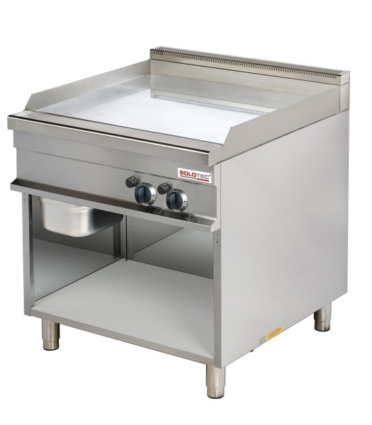 Gas-Griddleplatte, hartverchromt, glatt - 2 Heizzonen, mit offenem Unterbau - SOLOTEC 900