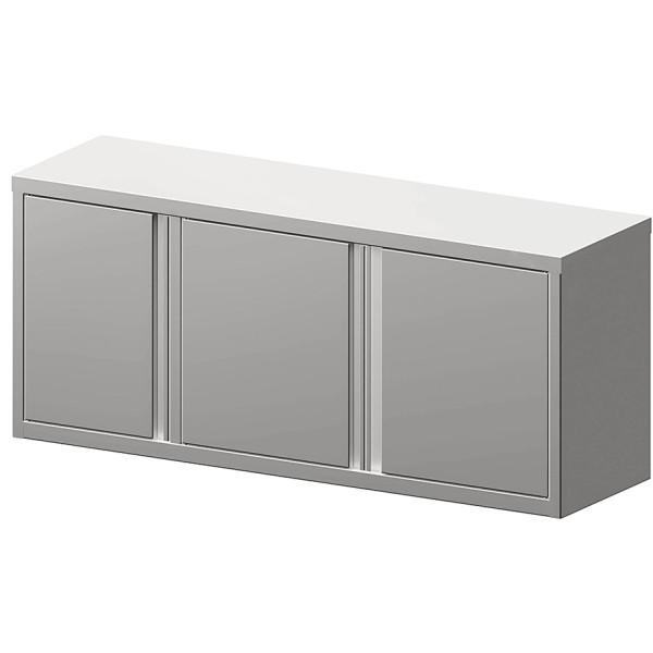 Wandhängeschrank, mit Flügeltüren, Zwischenboden höhenverstellbar, Edelstahl, 400mm Tiefe