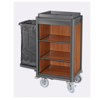 Zimmerservicewagen mit 60 l Volumen, dunkle Holzoptik, Rollen Ø 150 mm Zimmerservicewagen mit 60 l Volumen, dunkle Holzoptik, Rollen Ø 150 mm