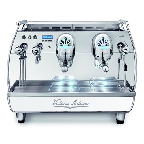 Siebträger-Espressomaschine Adonis, 2-gruppig, mit Manometer für Pumpendruck, Farbe Edelstahl