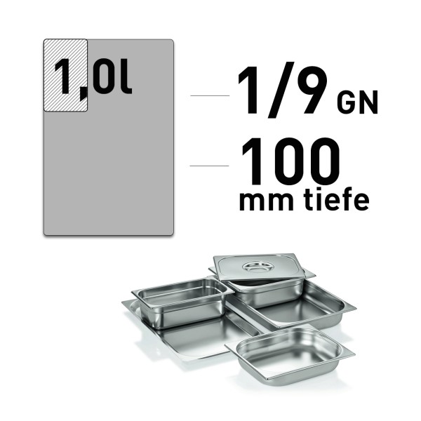 GN Behälter - Edelstahl - GN 1/9 - 100 mm - ECO Line