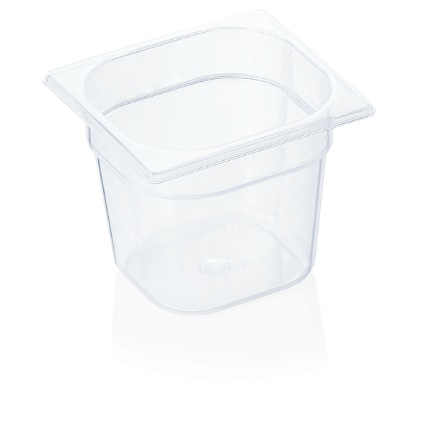 GN-Behälter, Polypropylen, GN 1/6, 150 mm, 2,3 Liter, Deckel fest schließend