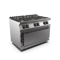STOCK 6-Flammen-Gasherd mit Maxi Gas-Backofen mit Grill STOCK 6-Flammen-Gasherd mit Maxi Gas-Backofen mit Grill