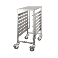 GN Regalwagen - 1/1 GN - 16 kg - Chromnickelstahl - passend für 7 GN 1/1 Behälter oder 14 GN 1/1 Tab GN Regalwagen - 1/1 GN - 16 kg - Chromnickelstahl - passend für 7 GN 1/1 Behälter oder 14 GN 1/1 Tab
