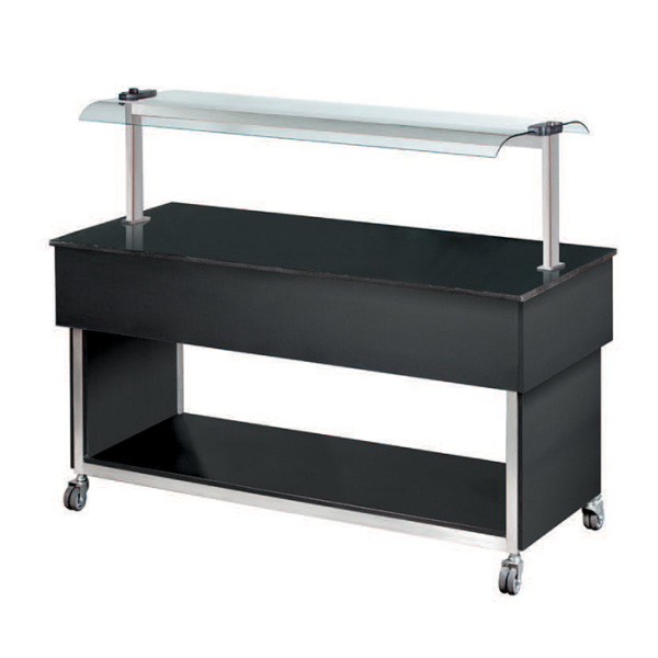 Neutral-Buffet mit Glasaufsatz und Beleuchtung, Ausführung schwarz, B: 1250 mm