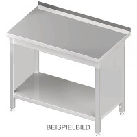 CNS-Arbeitstisch, 2-seitig geschlossen, ohne Aufkantung, mit Zwischenboden, gebraucht CNS-Arbeitstisch, 2-seitig geschlossen, ohne Aufkantung, mit Zwischenboden, gebraucht