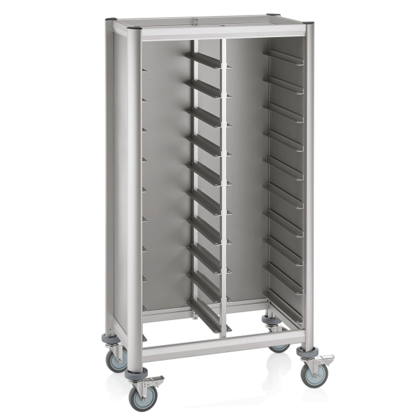 Tablettwagen, 47 kg, Alu/MDF, 4 Rollen, 2 mit Feststeller