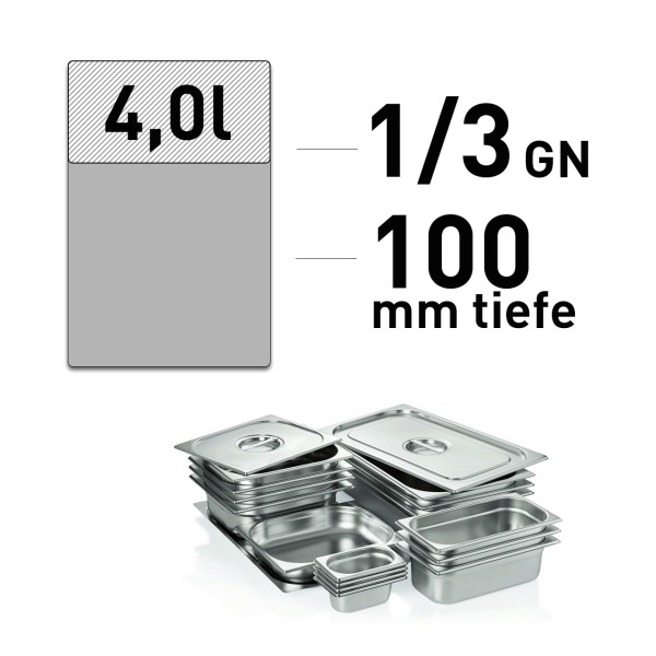 GN-Behälter - Edelstahl - GN 1/3 - 100 mm