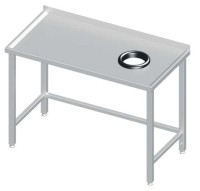 Vorbereitungs - & Abräumtisch mit Abfallschacht und umlaufendem Wulstrand Vorbereitungs - & Abräumtisch mit Abfallschacht und umlaufendem Wulstrand