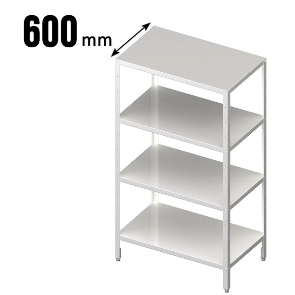 Lagerregal zur Selbstmontage, glatte, höhenverstellbare Böden, Tiefe 600mm