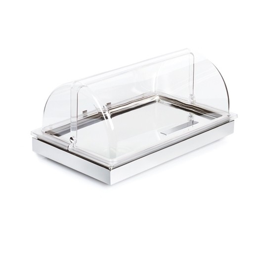 Buffet-Set bestehend aus: Basiselement GN 1/1 Edelstahl, Edelstahl-Tablett GN 1/1, Rolltop-Haube und