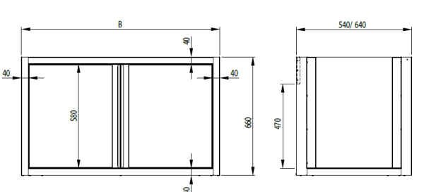Spülenunterschrank-Modul, mit Flügeltüren Tiefe 640 mm