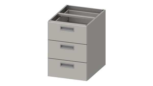 Einbaublock, 3 Schubladen für Arbeitstisch ECO mit Grundboden, 600 mm Tiefe