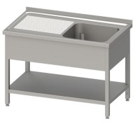 Spültisch mit Aufkantung, Einzelbecken, Grundboden und Überlaufrohr - Tiefe 700mm Spültisch mit Aufkantung, Einzelbecken, Grundboden und Überlaufrohr - Tiefe 700mm