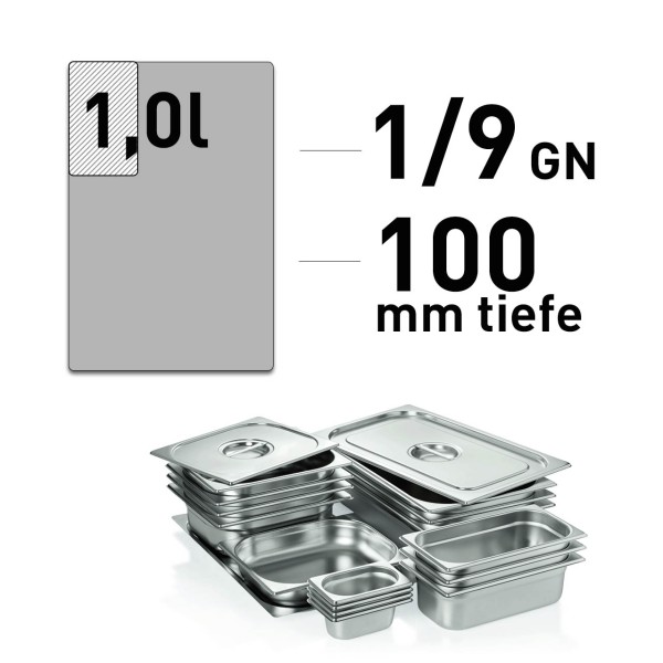GN-Behälter - Edelstahl - GN 1/9 - 100 mm
