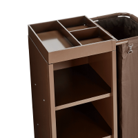 Vorschau: Zimmerservicewagen Stahl, Polyester, braun, Regal - 3 Fächer, Wäschesack, 70 Liter Vorschau: Zimmerservicewagen Stahl, Polyester, braun, Regal - 3 Fächer, Wäschesack, 70 Liter
