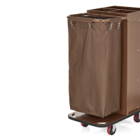 Vorschau: Zimmerservicewagen Stahl, Polyester, braun, Regal - 3 Fächer, Wäschesack, 70 Liter Vorschau: Zimmerservicewagen Stahl, Polyester, braun, Regal - 3 Fächer, Wäschesack, 70 Liter