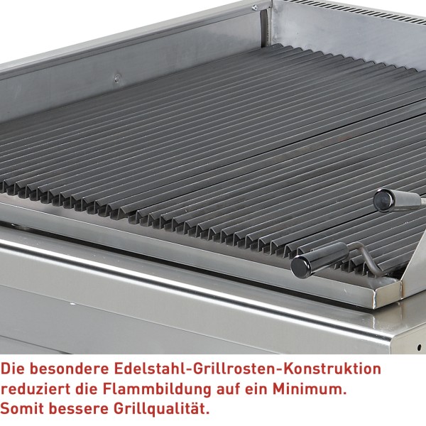 Gas-Lavasteingrill, 2 Heizzonen, mit offenem Unterbau - SOLOTEC 900