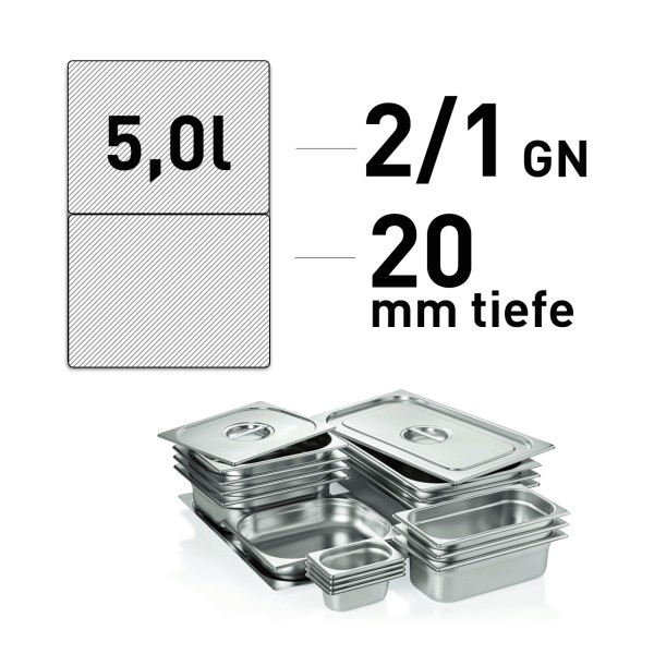 GN-Schale - Edelstahl - GN 2/1 - 20 mm