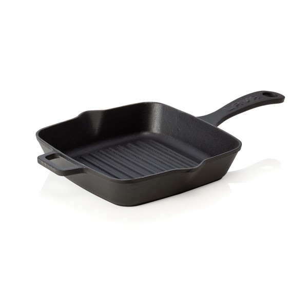 Grillpfanne EisenStil, quadratisch, Gußeisen emailliert, schwarz