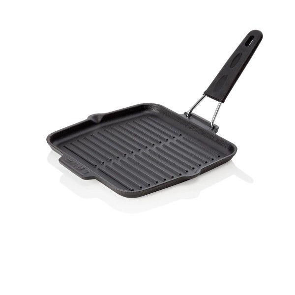 Grillpfanne EisenStil, quadratisch, Gußeisen emailliert, abnehmbarer Griff, schwarz