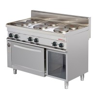 Elektroherd, 6 runde Kochplatten, mit Backofen 1/1 GN - SOLOTEC 700 Elektroherd, 6 runde Kochplatten, mit Backofen 1/1 GN - SOLOTEC 700