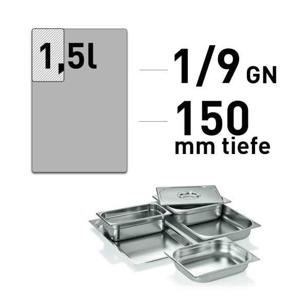 GN Behälter - Edelstahl - GN 1/9 - 150 mm - ECO Line