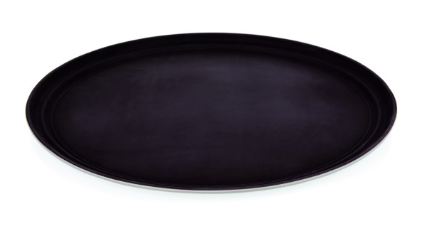 PP - Tablett, rutschfest, braun, oval - 59x49 cm