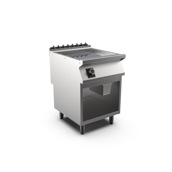 STOCK Elektro-Griddleplatte, 2/3 glatt 1/3 gerillt, hartverchromt, hochglanzpoliert, Standgerät mit