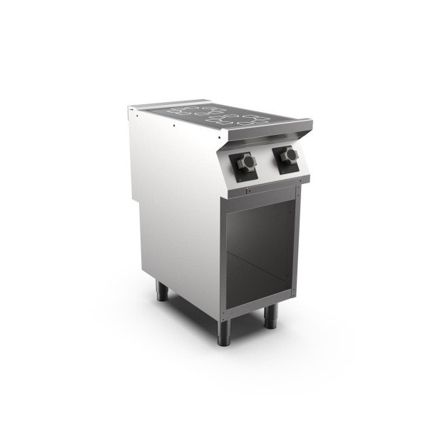STOCK 2-Zonen-Elektro-Induktionsherd, Standgerät mit offenem Unterbau, 2 Zonen mit je 5 kW, Ø 230 mm