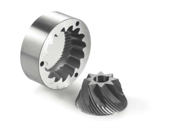 Kaffeemühle mit Kegelmahlwerk, Teleskoptamper, 1,2 kg Behälter, Automatik, Mikroschalter, Aluminium