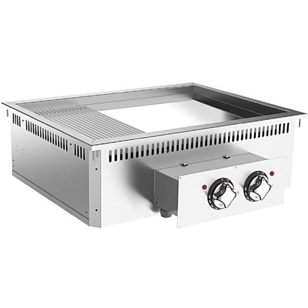 STOCK Einbau-Elektro-Griddleplatte, hartverchromt, 2/3 glatt, 1/3 gerillt, 10,8 kW