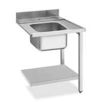 Zulauftisch mit Spülbecken, Grundboden, mit Aufkantung hinten 100mm und Spülbecken Zulauftisch mit Spülbecken, Grundboden, mit Aufkantung hinten 100mm und Spülbecken