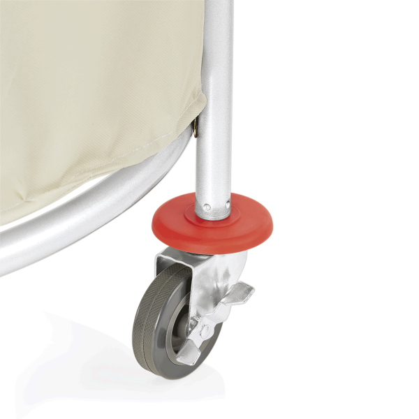 Wäschewagen, rund, Stahl, Nylon, creme weiß, 4 Schwenkrollen, 2 mit Bremse, 150 Liter