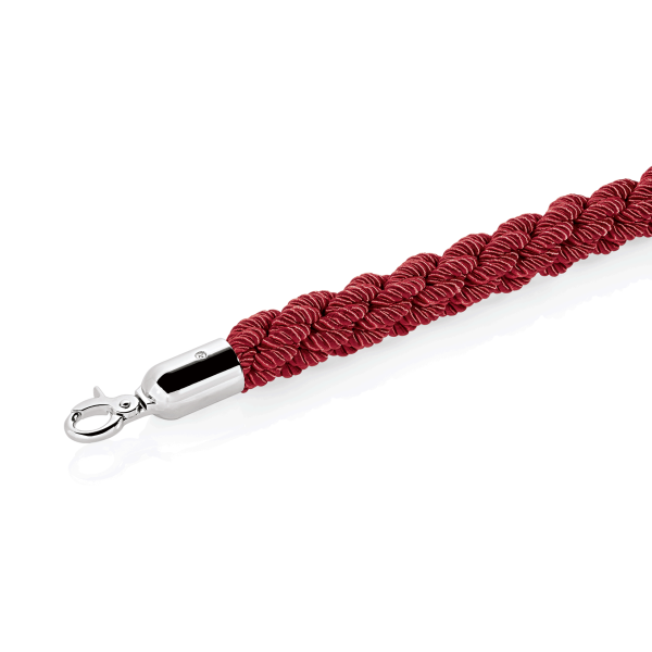 Verbindungskordel, rot, Polyester, Beschläge verchromt, hochglanzpoliert, 1,50 m