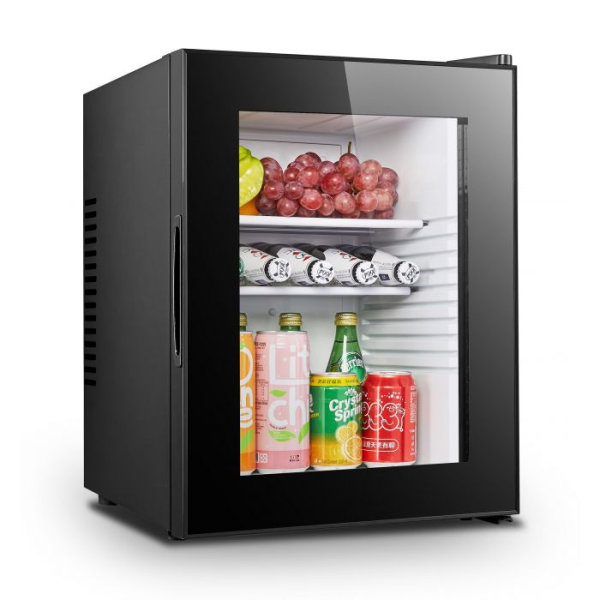 Minibar 40 l, 6–12 °C, Glastür, geräuscharm 25 dB, schwarz