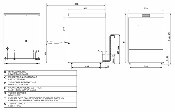 Geschirr-+ Gläserspülmaschine, Korb 500 x 500 mm, inkl. HTR System, 3 Programme