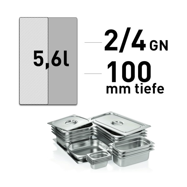 GN-Behälter - Edelstahl - GN 2/4 - 100 mm