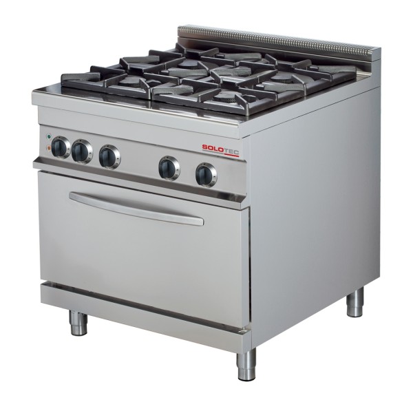 4-Flammen-Gasherd mit Elektro-Backofen 2/1 GN - SOLOTEC 900