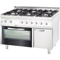 Gas-Herd mit Umluft-Backofen GN 1/1, 6 Brenner Gas-Herd mit Umluft-Backofen GN 1/1, 6 Brenner